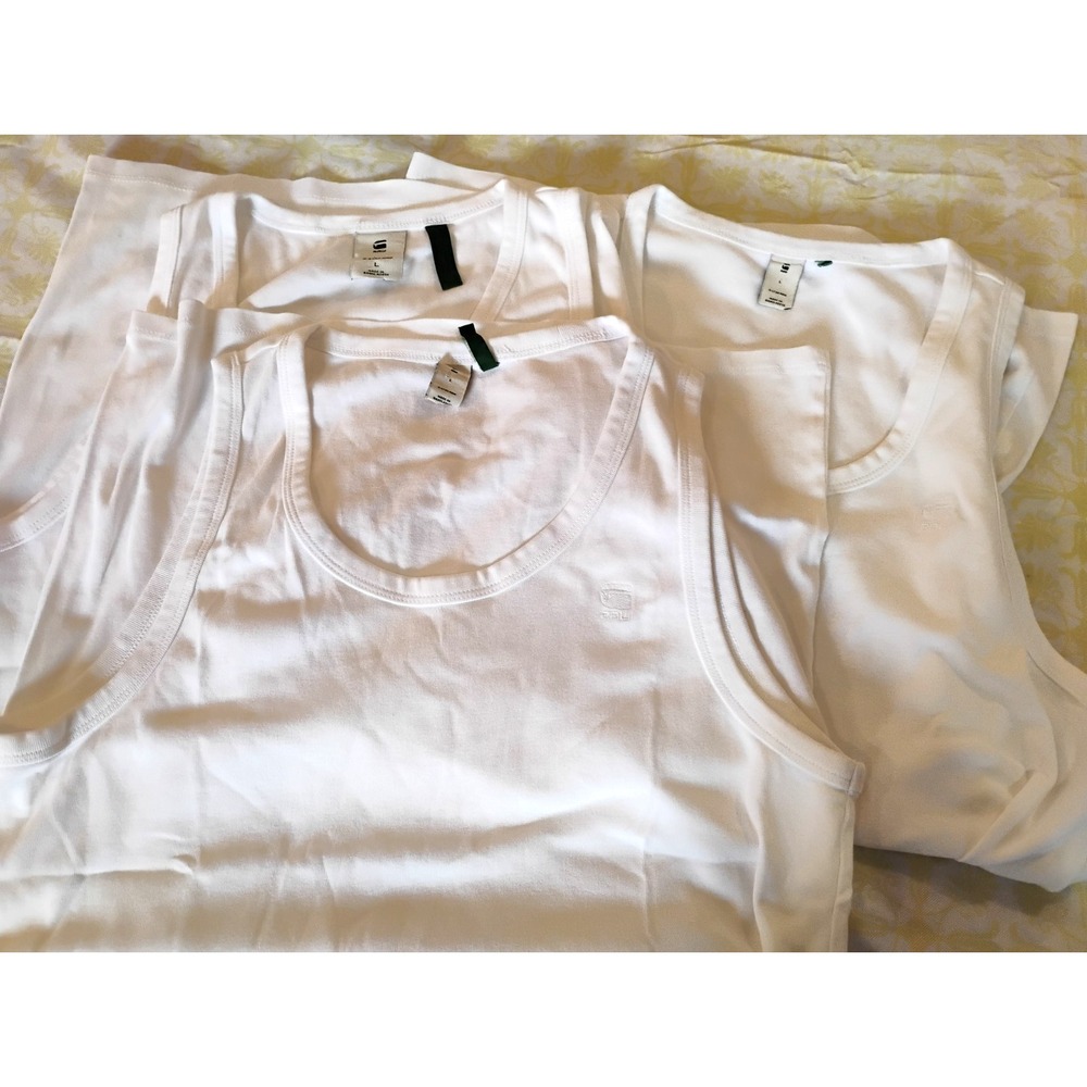 3 White G Star Raw Tank Tops Size Large